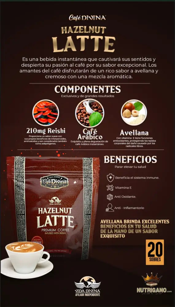 Hazelnut Latte Coffee Cafe Divina