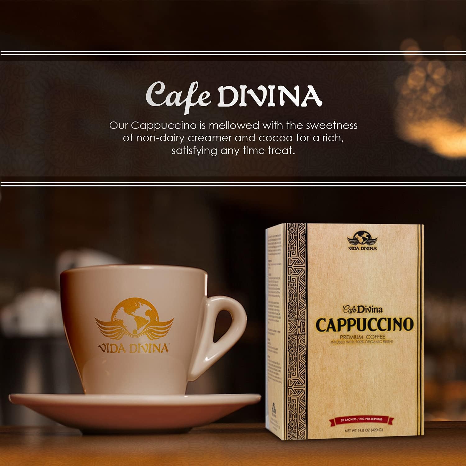 Vida Divina Cappuccino Coffee - NutriGano.com